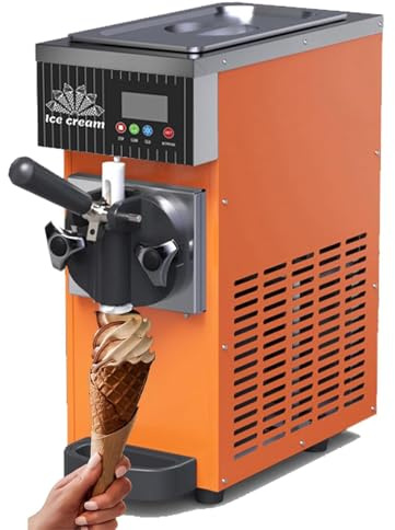 Vituord Machine À Crème Glacée Molle, Machine À Cornets Automatique, avec Écran LED Et Nettoyage Automatique, Compresseur Intégré, Produit 4 À 5 Kg/h De Crème Glacée, pour Pâtisseries