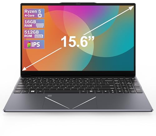 DREAMFYRE Laptop 15,6 Full HD,Ryzen 5-4 core 8 fili fino a 3,7 GHz,16 GB RAM DDR4,SSD 512 GB M.2,Display 1920 x 1080 IPS,PC portatile multiuso per ufficio, studenti e telelavoro