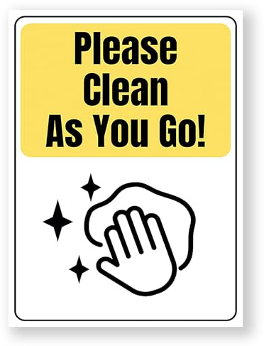 LP Lifestyle Please Clean As You Go Sign – Clear Safety Reminder for Kitchens, Restaurants, Workplaces & Shops – Durable, Easy-to-Read Cleaning Notice for Better Hygiene & Daily Maintenance No.091