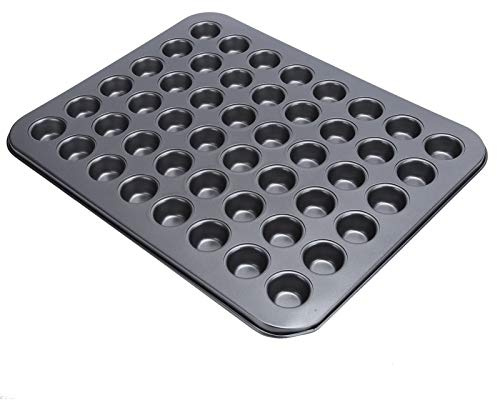 LUCKDANO Vassoio per Mini Muffin Mini Teglia Rotonda Antiaderente per Cupcake da 48 Tazze - Teglia in Acciaio Al Carbonio per Muffin e Cupcake Perfetti - Rilascio Facile, Lavabile in Lavastoviglie