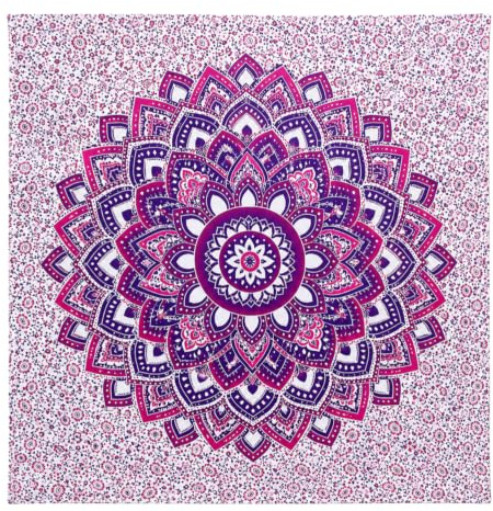 SaoTi Toalla Playa Gigante 210 x 240 cm Mandala Multiusos India - Toalla Algodon Playa Ligera Compacta - Toalla Playa Antiarena Piscina - Manta Algodon Sofa Decorativa (Lila Modelo 2)