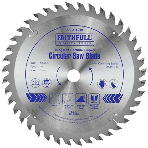 Faithfull FAIZ18040 TCT Circular Saw Blade 180 mm x 16 mm Bore x 40 Teeth
