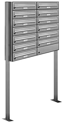 AL Briefkastensysteme 13er V2A Edelstahl Stand Briefkasten rostfrei als 13 Fach Briefkastenanlage Freistehend DIN A4 in Postkasten Design modern