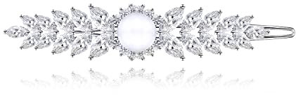 QUKE Damen Zirkonia Kristall Simulierte Perle Braut Haarspange Haarnadel Klaue Headwears Hochzeit Haarschmuck