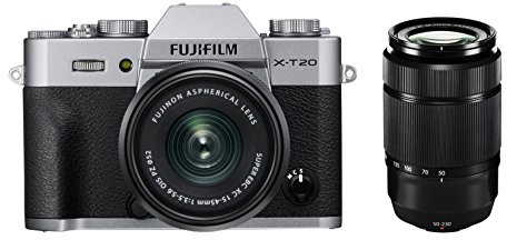 Fujifilm X-T20 Systemkamera mit XC15-45mm/XC50-230mm II Objektiv Kit (Touch LCD 7,6cm (2,99 Zoll) Display, 24,3 Megapixel APS-C X-Trans CMOS III Sensor) Silber