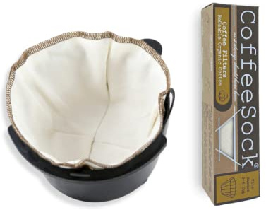 CoffeeSock ’The Original’ Reusable 100% Organic Cotton Coffee Filters - 2 pack Basket Filters 3-6 cup fit | Coffee Sock Cloth Coffee Filter | Organic Cotton Alternative – Zero-waste & Eco-Friendly