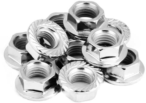 Écrou À Bride Hexagonale, Biuzi 10 Pcs M10 X 1,25 Boulon À Bride Hexagonale À Filetage Fin, Écrou Ferrochrome Avec Dents De Verrouillage, Verrouillage Avec Rondelle