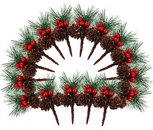 20 Pezzi Pino di Natale Piccole Bacche Finte Pigne Albero di Pino Artificiale per ghirlanda di fiori fai da te Giardino di Nozze Decorazioni Artigianali dell'Albero di Natale biglietti di auguri