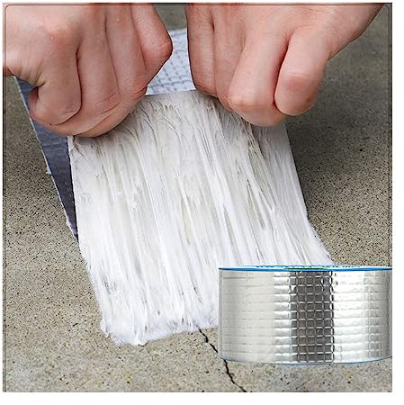 Butyl Tape Aluminium Foil, Waterproof Tape for Outerdoor Use Sealing, Butyl Flashing Tape for Reparing Roof Wall Pipe Leakage 5CM X 5M