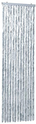 Tidyard Tenda per Porta con Protezione dagli Insetti,Tenda Ciniglia da Sole,Tende a Fili per Esterno,90 x 200 cm,Bianco e Grigio