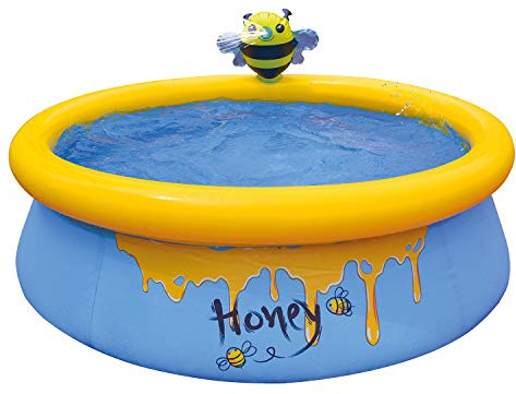 JLeisure Sun Club 12010 5 Foot x 16.5 Inch 1 to 2 Person Capacity Bee Spray 3D Kids Outdoor Above Ground Inflatable Kiddie Swimming Pool, Blue