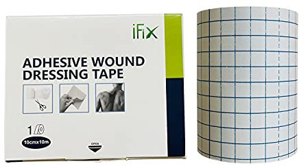 iFix fasciatura adesiva per ferite -nastro chirurgico-1 rotolo-10 cm x 10 m, tessuto ipoallergenico privo di lattice-nastro medico di pronto soccorso morbido e traspirante per pelli sensibili.