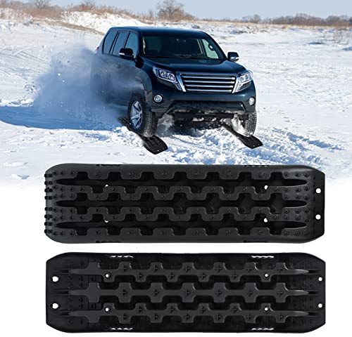 Yznahre 2x Sandbleche Anfahrhilfe Offroad Tracks Traction Reifenleiter, Schwarz Wohnmobil Recovery Board Offroad Traktionshilfe Gripmatte Traktionsmatte, Tragekraft 10T