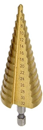 BAtlam 1 Stück HSS Titan Stufenbohrer Kegelschneidwerkzeuge Holzbearbeitungswerkzeuge Zubehör Holz Metallbohrer 3-12 3-13 4-12 4-20 4-22 mm 4-32 mm (Größe: 4-32 mm Sechskant) (4)