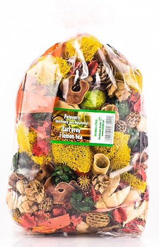 Potpourri Profumato al Tè Earl Grey e Limone - Pacchetto Grande 1100 ml ≈ 150-190 g | Decorazione Floreale per la Casa | Fiori Secchi per Vaso, Soggiorno, Bagno | Fragranza al Tè Earl Grey e Limone