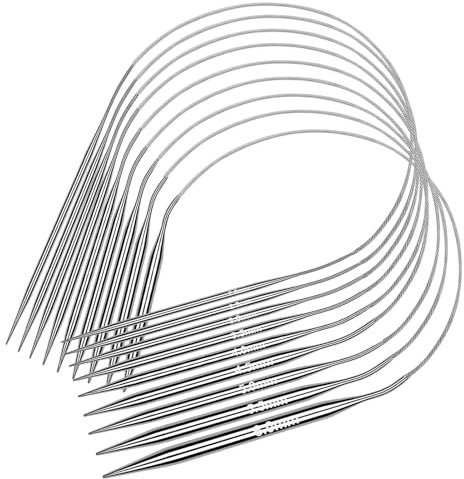 Coopay 9 Stück Rundstricknadeln Set, 80 cm Edelstahl Rundstricknadeln mit Klare Größe, 2,0-6,0 mm Stricknadeln Rundstricknadel für Anfänger, Praktisch Rundstricknadeln für Pullover, Großes Projekt