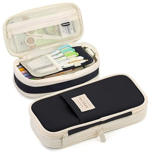 MAMUNU Mäppchen Mädchen Teenager, Federmäppchen Groß Kapazität, Schlamppermäppchen, Federtasche Mädchen, Pencil Case Aesthetic, Mäppchen Reißverschluss für Schule & Büro (schwarz)