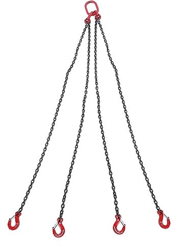 Hebezeug Kettengehänge, 4 Strang Anschlagkette Hebewerkzeug Steel Chains 3T 6T Tragfähigkeit Schwerlastkette Hebeschlinge 1.5m Länge (3T)