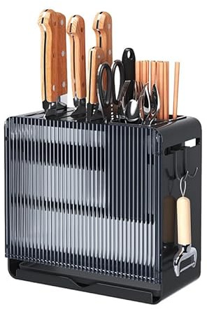KBOX811 Messerhalter aus Edelstahl. Dieses multifunktionale Küchenregal mit Utensilien (schwarz)