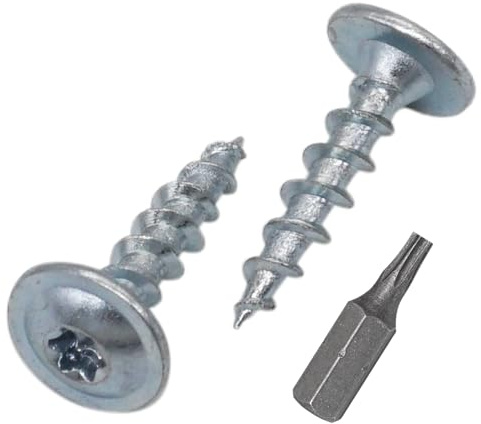 SKIR'CO (100 Stück) verzinkter Stahl 3,5 x 16 mm Holzschrauben, Metallschrauben, Wafer Kopf, Torx Kopf, selbstschneidend