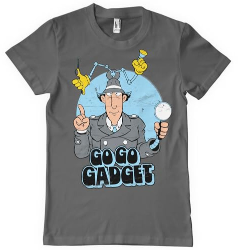 Inspector Gadget Licenciado Oficialmente Go Go Gadget Camiseta para Hombre (Gris Oscuro), Large