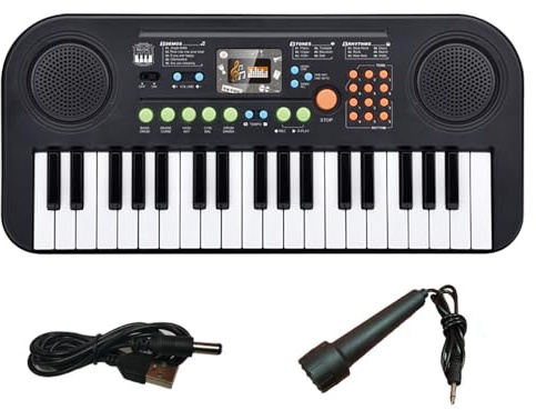 Pianola Per Scuola Media,Tastiera 37 Tasti Scuola Media,Pianola 37 Tasti,Con Microfono,Portatile Multifunzionale,Formazione Musicale Introduttiva,Per i Bambini Di 3 4 5 6 Anni e Oltre, Principianti