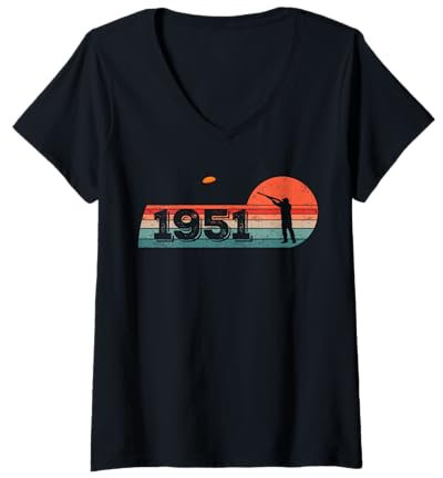 Damen Jahrgang 1951 Tontauben Geburtstagsshirts Tontaubenschießen T-Shirt mit V-Ausschnitt