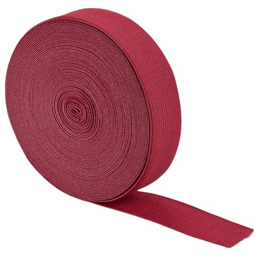 TA-VIGOR Bandes élastiques pour couture de 2,5 cm de large, 9,1 m de long, bobine de ruban élastique pour couture, masques, arts et artisanat, couture, perruques, ceinture et vêtements, rouge