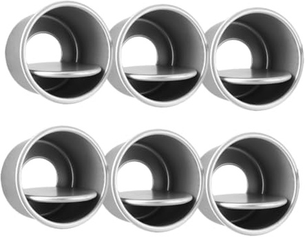 VICASKY 6pcs 2 Inch Round Cake Pan Set Aluminum Alloy Detachable Base | Silver Finish, Reusable Bakeware for Pies, Even Heat Distribution, Easy Shaping