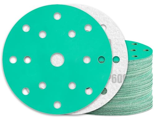 KONGMING 60 Pezzi Dischi Abrasivi 150mm 600 Grana 15 Fori per Levigatrice Rotorbitale