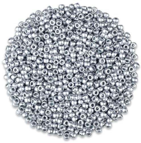 GUJOXILA 1000 Stück Silber Pony Perlen mit Zum Auffädeln Große Loch 6x9mm | Kandi Beads Bastelperlen Pony Beads Perlen Set für Armbänder Halsketten Schlüsselanhänger Schmuckherstellung