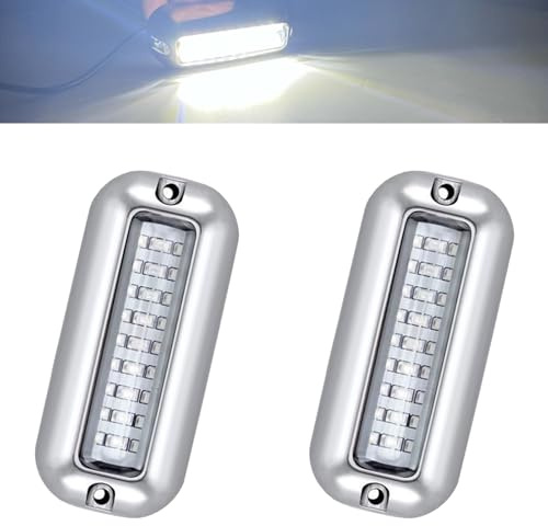 FZSSHYG White Marine Led Boat Lights,Super Bright Waterproof IP68 316 Stainless Steel Boat Navigation Trailer Transom Led Light,Interior Lamp for Pontoon, Transom,Cruise Ships,Sailboat,Yachts(2 Pcs)