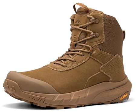 NORTIV 8 Men's Waterproof Military Tactical Hiking Work Boots Leather Motorcycle Combat Lightweight Non-Slip Boots for Men 8 Inches,Size 11,Coyote-9 Inches,NMUMMT2506