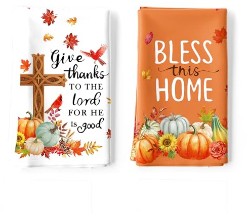 Arquiel Höst Thanksgiving pumpa kökshanddukar, bomull kökshandduk 48 × 70 cm, snabbtorkande diskduk för fest årsdag högtid dekoration inflyttningspresenter