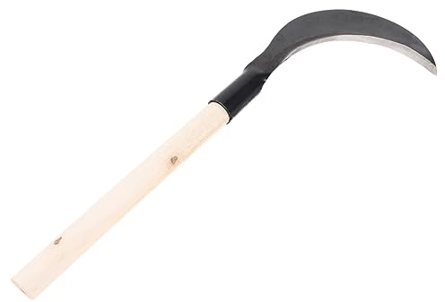 GANAZONO Japanese Weeding Sickle Scythe Manganese Steel Garden Tool for Weeding Long Handle Grass Knife for Gardening