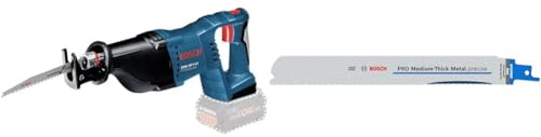Bosch Professional 18V System Akku Säbelsäge GSA 18 V-LI (ohne Akku/Ladegerät) + 2x PRO Medium-Thick Metal S1137BEF precise Säbelsägeblatt (für Rohre und Profile aus MetallLänge 225 mm)