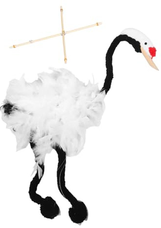 KONTONTY Interaktive Holz Marionette Kranichvogel Kinder Kreatives Lernspielzeug Handgefertigte Fadenpuppe Für Puppentheater