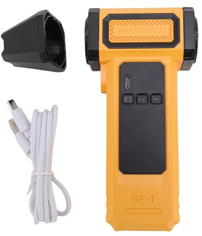 NOENNULL Plumero de aire eléctrico inalámbrico, pantalla digital LED ajustable de 9 engranajes, soplador de polvo recargable para teclado, soplador de polvo inalámbrico (amarillo)