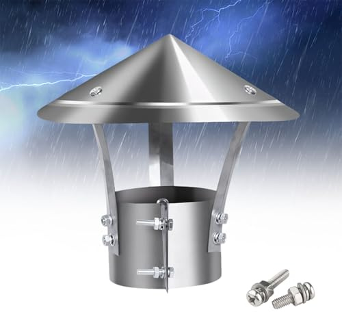 YJSGHRHL 304 Stainless Steel Chimney Cap, Fireplace Chimney Cover for Outside, Chimney Roof Rain Cowl, Chimney Flue Cover, Cone Top Stove Pipe Topper 3.2-9.5 in, Chimney Vent Cap(16cm)