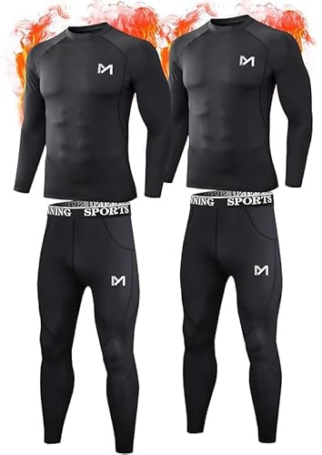MEETYOO 2er Pack Thermounterwäsche Herren, Skiunterwäsche Herren & funktionsunterwäsche, Atmungsaktiv, Schweißregulierung, Ideal für Winter und Sport unterwäsche