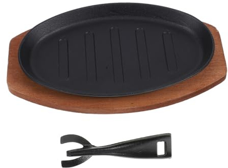 Toyvian Plaque de Cuisson Fonte pour Steak et Teppanyaki Poêle Grill Rayée Antiadhésive pour Viande Grillée Polyvalente pour Barbecue et Cuisine Intérieure