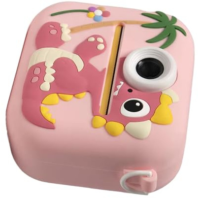 KEXIAO Stampa istantanea della macchina fotografica dei bambini con la custodia del silicone del dinosauro dello schermo da 2.4 pollici batteria ricaricabile incorpora nel gioco musicale Playe