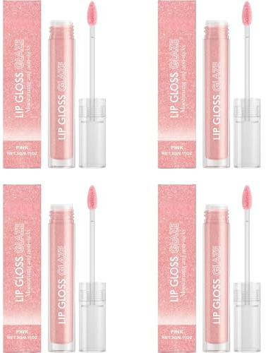 Rosa feuchtigkeitsspendender Lipgloss mit feinem Schimmer - nicht klebende, lang anhaltende Farbe, verbessert das Lippenvolumen und die Weichheit (4pcs)
