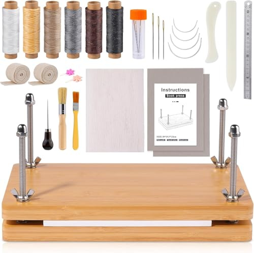 Book Binding Kits for Beginners, 35 Pcs Complete Bookbinding Tool Set