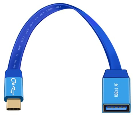 HuaLiSiJi Adaptador USB a Tipo C 3.0 Cable 10Gbps Cable OTG Tipo C Macho a USB Hembra para Teléfono Móvil, Tabletas, Memoria Flash USB (Azul, 0.2 m)