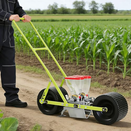 AUTUMFLATGAO Manual Seeder for 2-10mm Seeds, Hand Push Precision Seeder, Peanut Corn Vegetable Planter, with Adjustable Row Spacing/Plant Spacing/Depth, for Garden, Terraces & Field 2Row