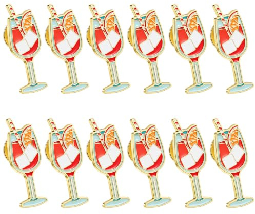 Amabro 8 Stück Süßes Getränk Saft Brosche, Hochwertige Emaille Pins | Mini Weingläsern lustiges Kawaii-Design vielseitige Revers Anstecker für Karneval, Mode und Geschenke