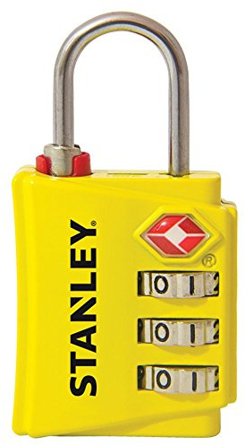 STANLEY TravelMax TSA Zahlenschloss 30mm gelb Sicherheitsindikator 3-stellig S742-056, Schloss, Bügelschloss