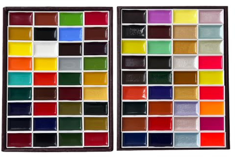 KISSOH GANSAI-72 Gansai 72-Color Japanese Watercolor Paint Set