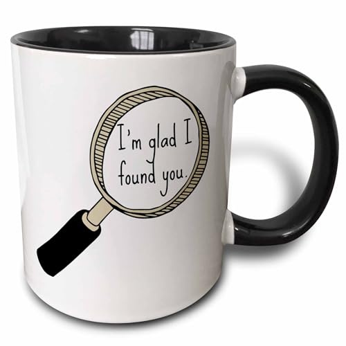3dRose Im glad I found you black letters in picture 11oz Two-Tone Black Mug